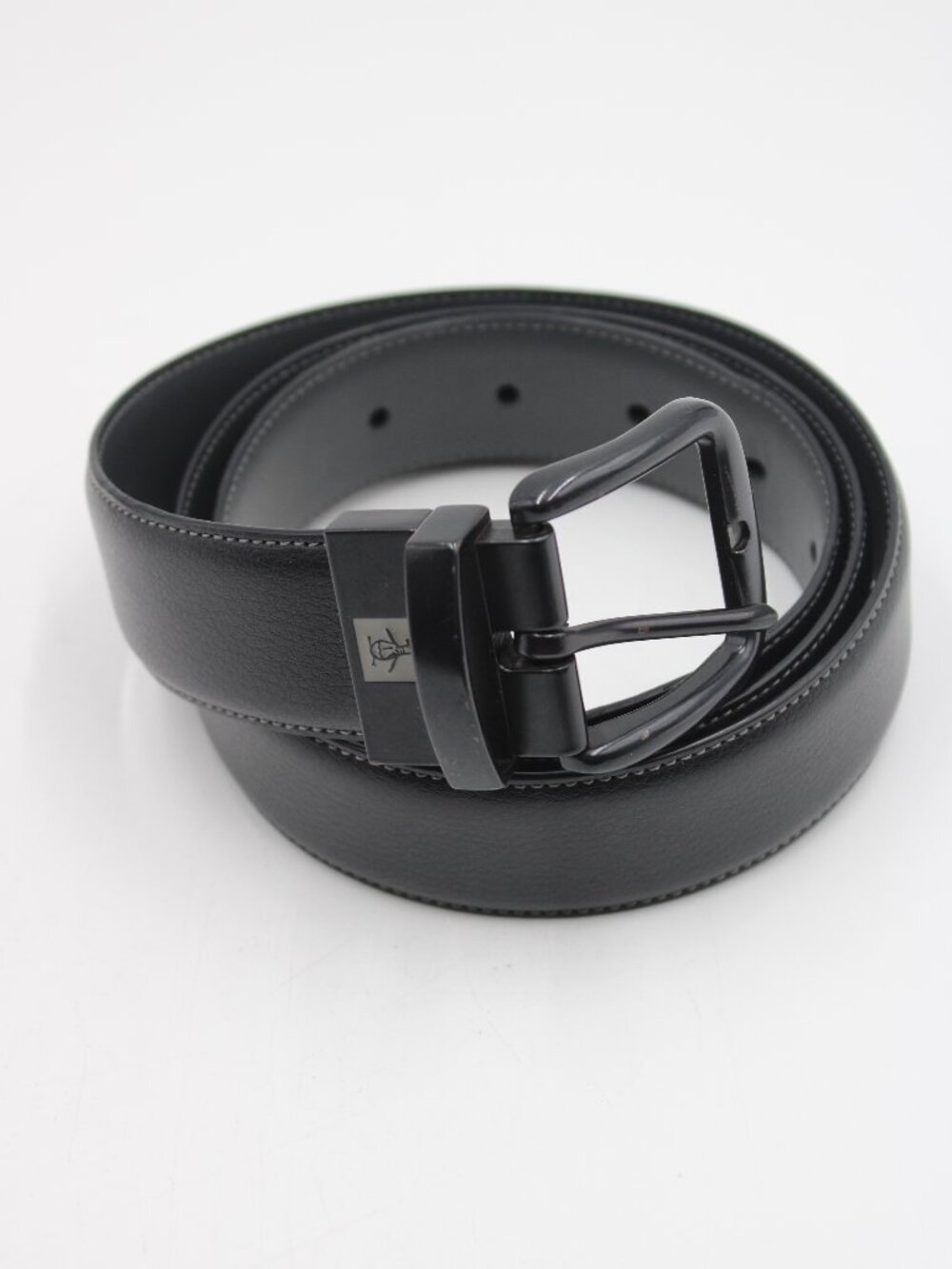 Original Penguin Reversible Belt Men's Size 38 Black/Grey Leather Black Buckle